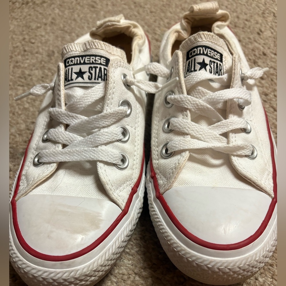 Converse White and Red Sneakers Canvas Slip-On